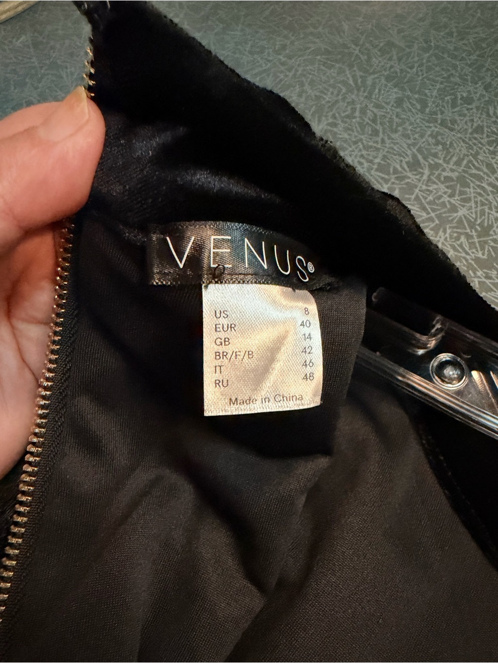 VENUS Dark Navy Velvet Black Sequin Bodycon Cocktail Dress Size 8 - Picture 4 of 10